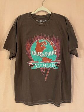Van Halen 1979 Tour Stone Washed Brown Graphic Band Tee - NWOT